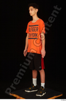  Danior black shorts black sneakers dressed orange t shirt shoes sports standing whole body 0002.jpg